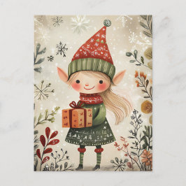 Postal Festividad adorable Navidades Gnome Saludo