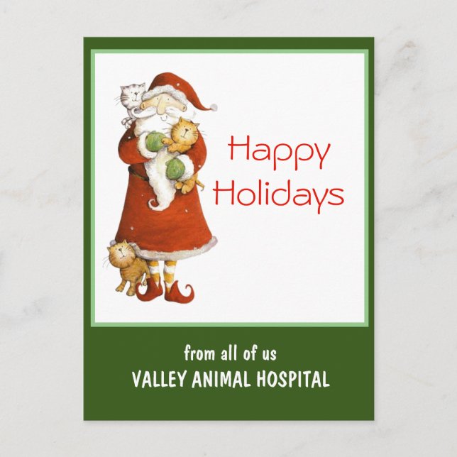 Postal Festividad caprichosa de Santa y gatos en Personal (Anverso)