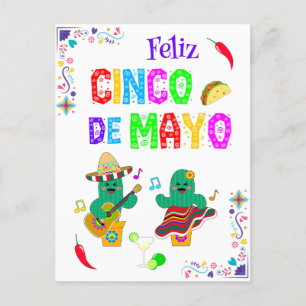 Postal Festividad colorida Cinco de Mayo 2025 Cactus de b