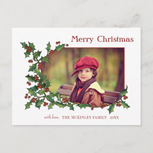 Postal Festividad Colorida Holly, saludo y foto