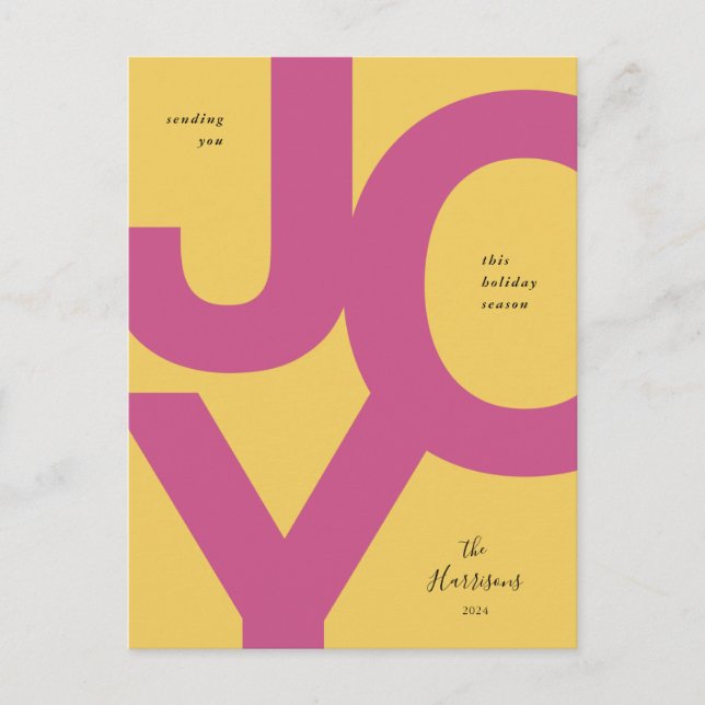 Postal Festividad de Alegría Brillante Rosa y Amarillo si (Anverso)