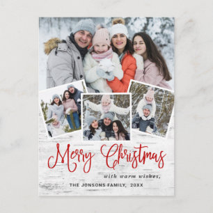 Postal Festividad de bienvenida Rústica Birch 4 navidades