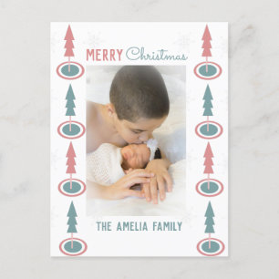 Postal Festividad de borde de árbol de Navidad