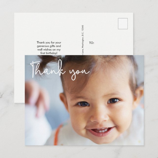 Postal Festividad de cumpleaños de Baby Girl (Anverso / Reverso)