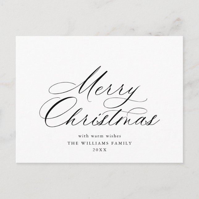 Postal Festividad de Feliz Navidad Simplemente Elegante (Anverso)