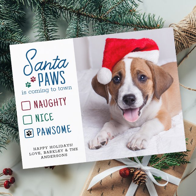 Postal Festividad de foto de perro Mascota de Santa Paws (Subido por el creador)