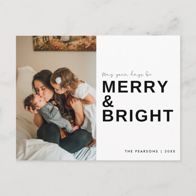 Postal Festividad de fotos de familia mora y brillante (Anverso)