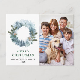 Postal Festividad de Holly Wreath Ferry Navidad