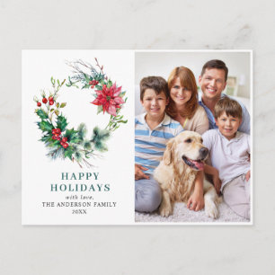 Postal Festividad de Holly Wreath Ferry Navidad