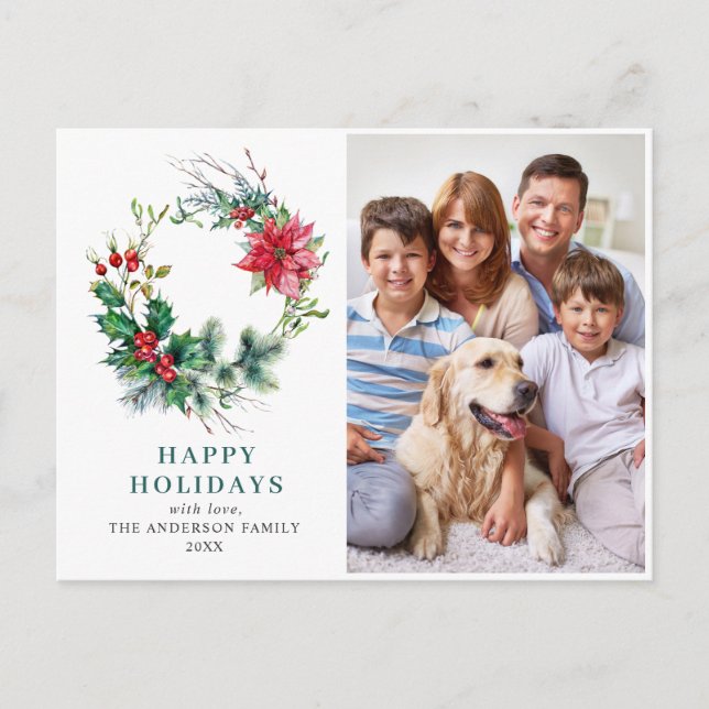 Postal Festividad de Holly Wreath Ferry Navidad (Anverso)