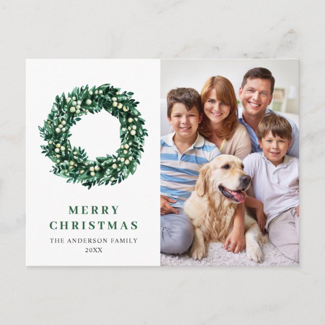 Postal Festividad de Holly Wreath Ferry Navidad (Anverso)