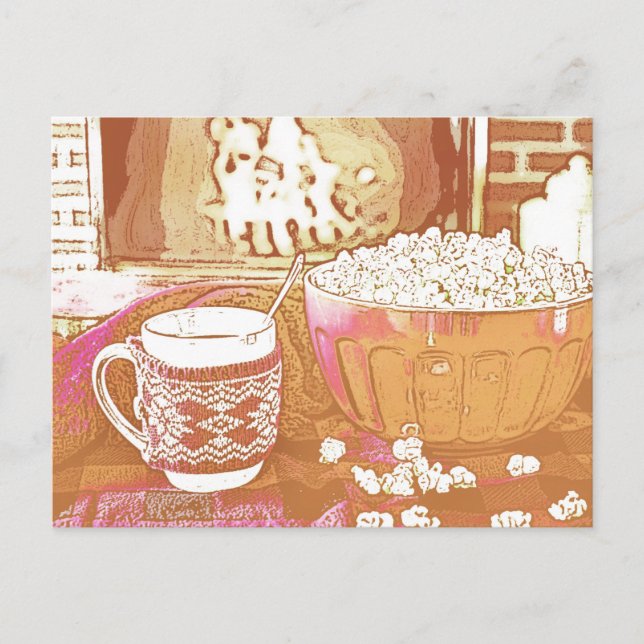 Postal Festividad de inspiración retro Mug y Popcorn (Anverso)