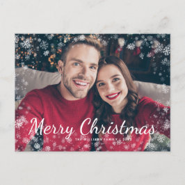 Postal Festividad de la familia de la nieve de navidad mo