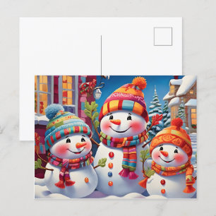 Postal Festividad de la familia Snowmen