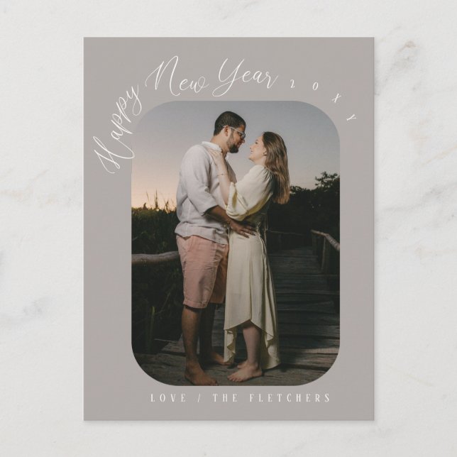 Postal Festividad de la foto de Año Nuevo con guión moder (Anverso)
