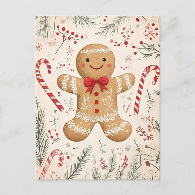 Postal Festividad de los Navidades de Gingerbread (Anverso)