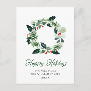 Postal Festividad de los Navidades de la corona holly sal
