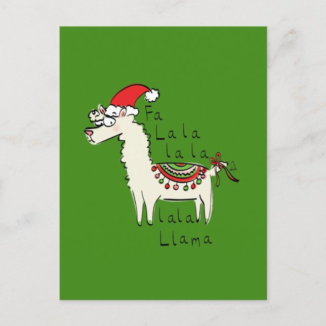 Postal Festividad de los Navidades de Llama Cute (Anverso)