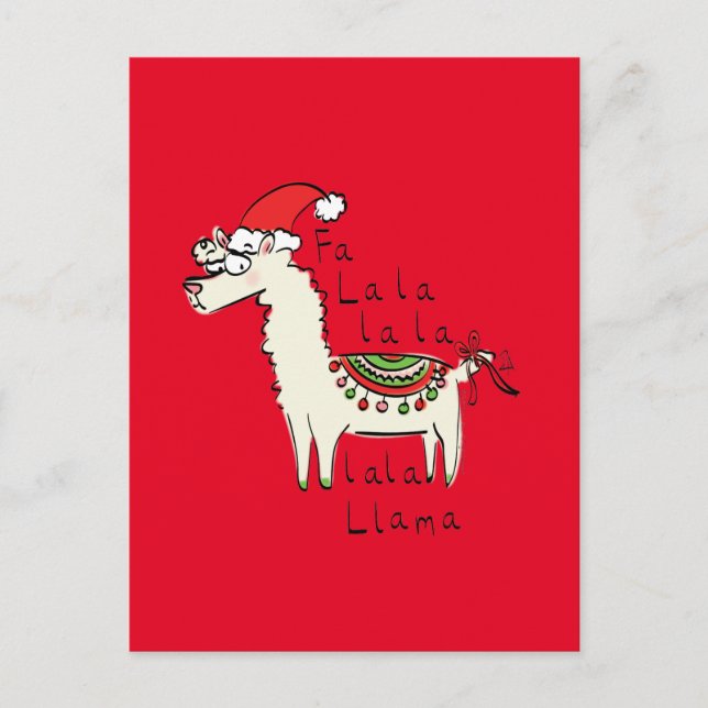 Postal Festividad de los Navidades de Llama Cute (Anverso)
