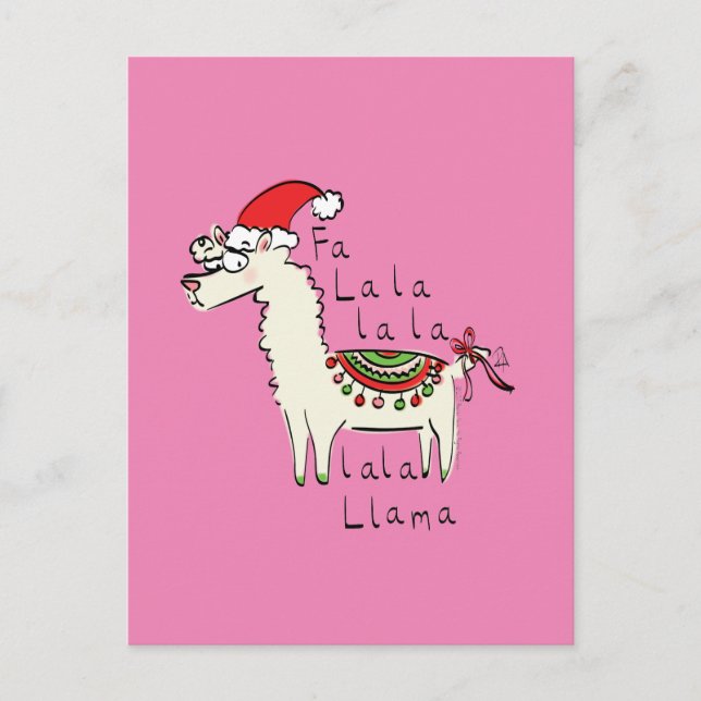 Postal Festividad de los Navidades de Llama Cute (Anverso)