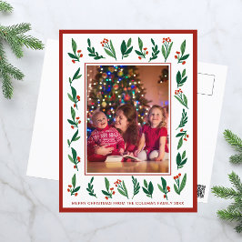 Postal Festividad de los Navidades de Red Green Holly Ber