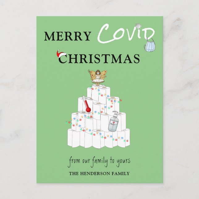 Postal Festividad de los Navidades Iconic Merry Covid (Anverso)