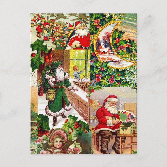 Postal Festividad de los Navidades victorianos Santa Toys (Anverso)