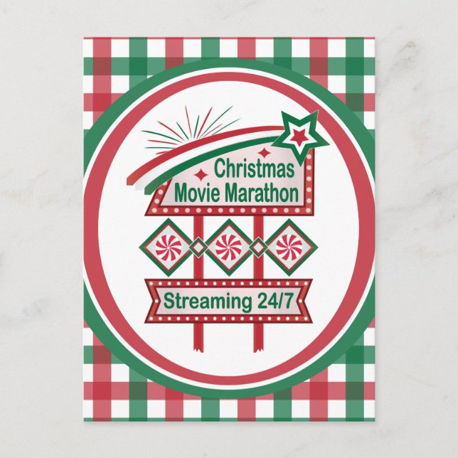 Postal Festividad de Maratón Retro Marquee de la película (Anverso)