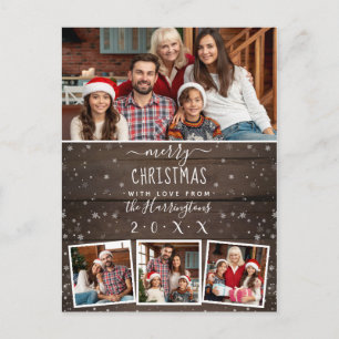Postal Festividad de navidad 4 Foto Madera de época y nie