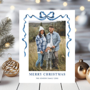 Postal Festividad de Navidades azules de la cinta de opci