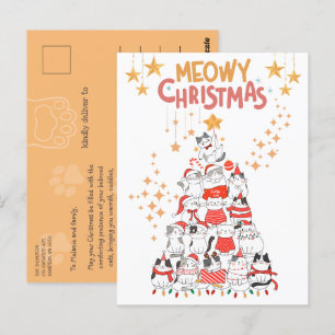 Postal Festividad de Navidades Meowy del árbol de navidad