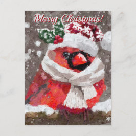 Postal Festividad de nieve del Cardenal Bird Scarf Gorra 