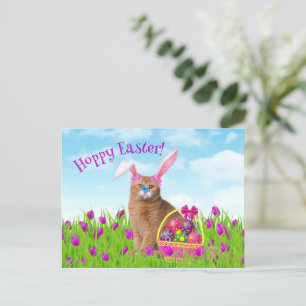 Postal Festividad de primavera del gato del conejo de Pas