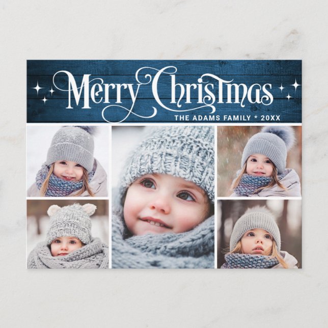 Postal Festividad de saludo de fotos de 5 navidades rusos (Anverso)