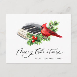 Postal Festividad del Cardenal Rojo Holly Berry