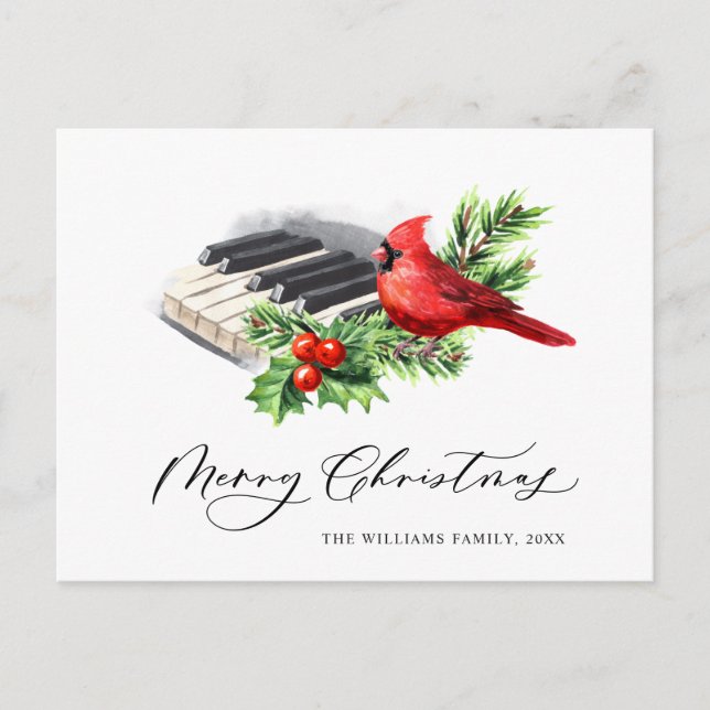 Postal Festividad del Cardenal Rojo Holly Berry (Anverso)