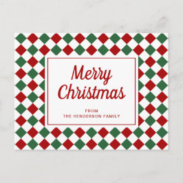 Postal Festividad del Green Check Feliz Navidad