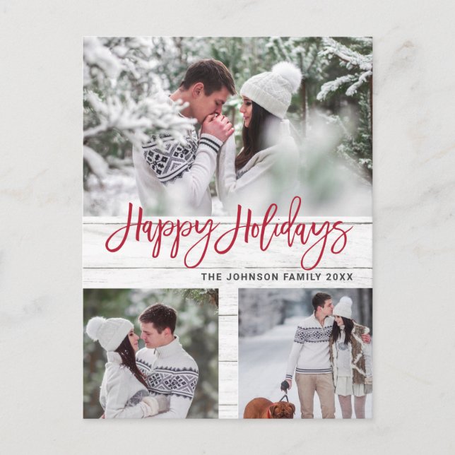 Postal Festividad del saludo de 3 fotos de los Navidades  (Anverso)