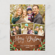 Festividad del saludo de fotos de Rustic Wood 4 na