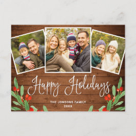 Postal Festividad del saludo de la foto de Rustic Wood 3