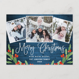 Postal Festividad del saludo de la foto de Rustic Wood 3