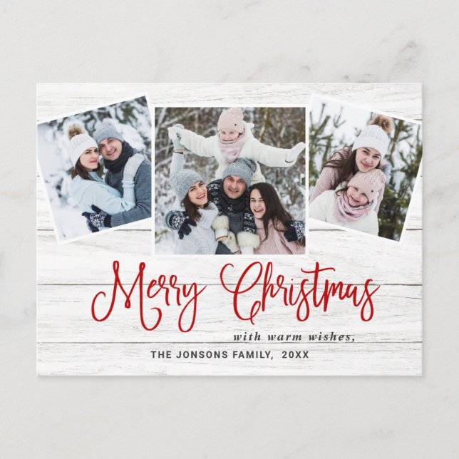 Postal Festividad del saludo de la foto de Rustic Wood 3  (Anverso)