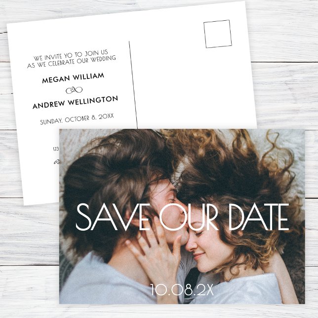 Postal Festividad estética moderna de la boda Save the Da (Subido por el creador)