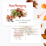 Postal Festividad Fall Foliage Acción de Gracias<br><div class="desc">Pulverización colorida y festiva de un follaje de inspiración vintage de color naranja,  rojo,  dorado y verde Caída con tres líneas de texto editable delante y gráficos complementarios y sugerir saludos en la parte posterior.</div>