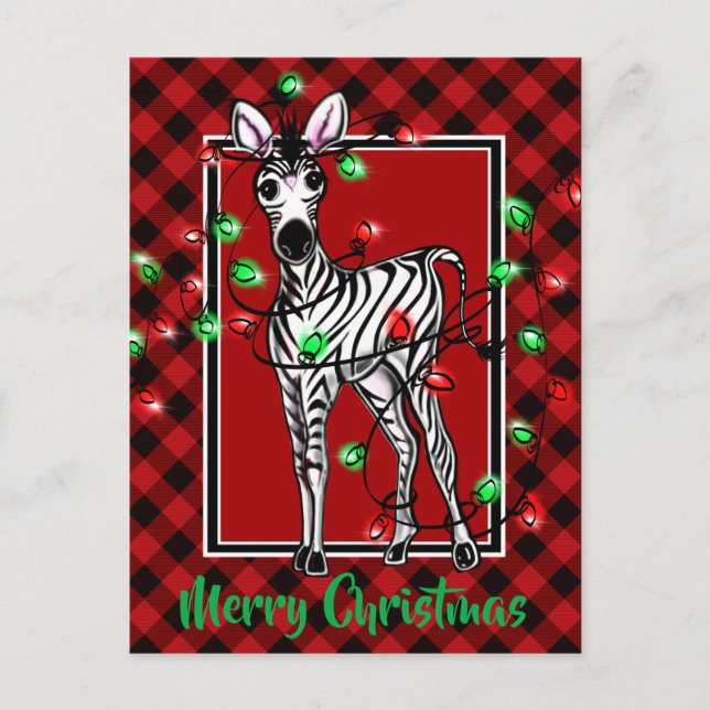 Postal Festividad festividad Zebra Holly era de yeso rojo (Anverso)
