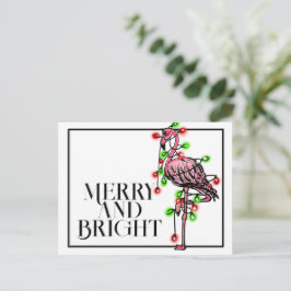 Postal Festividad Flamingo | wreath verde rojo