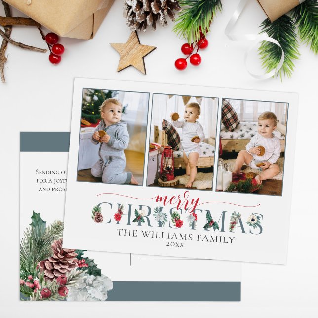 Postal Festividad Foliage Feliz Navidad Floral 3-Foto (Subido por el creador)