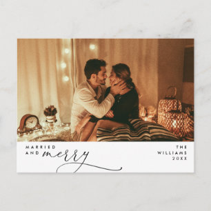 Postal Festividad fotográfica con escritura moderna casad