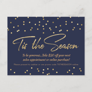 Postal Festividad Gold Confetti Holiday Business Promo Az