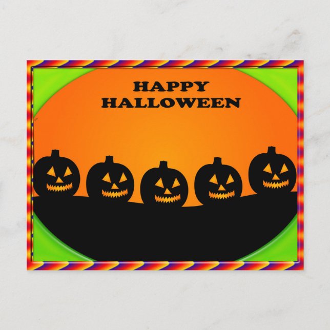 Postal Festividad Halloween Jack o' Lantern Silhouettes (Anverso)